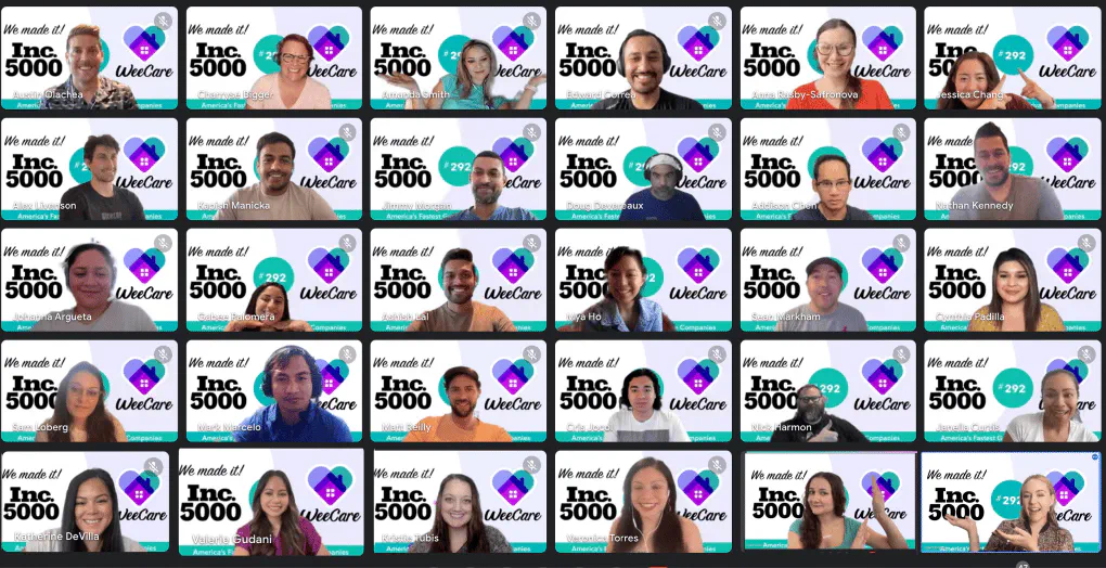 Upwards (formerly WeeCare) employees celebrate the Inc. 5000 announcement — we're making affordable, high-quality childcare available to all!